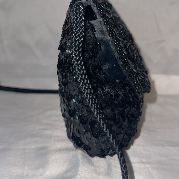 Vintage La Regale Black Sequin Beaded Evening Bag - Picture 3 of 12